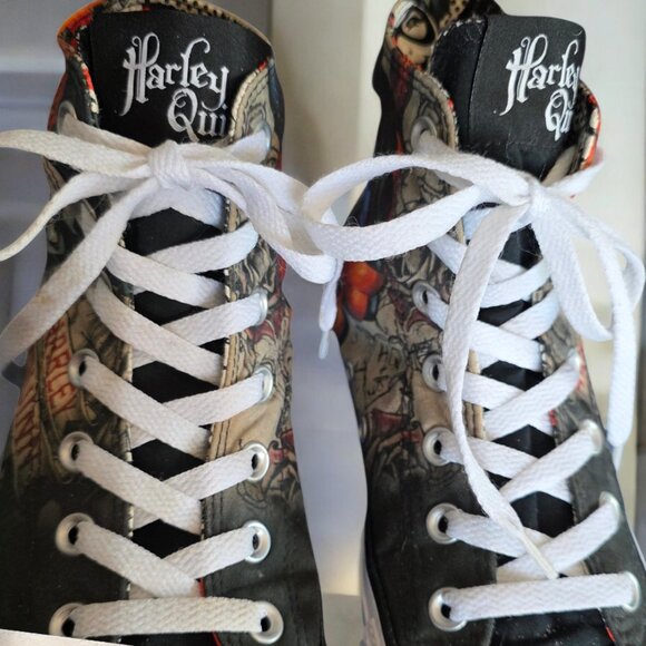 CONVERSE ( 8 / 6 ) W/M HARLEY QUINN FACE Chuck Taylor Hi-Top Rare #155260C - Picture 6 of 10